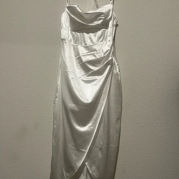 Windsor | Dresses | Windsor Womens Satin Asymmetrical White Formal Prom  Dress Size Xl | Poshmark